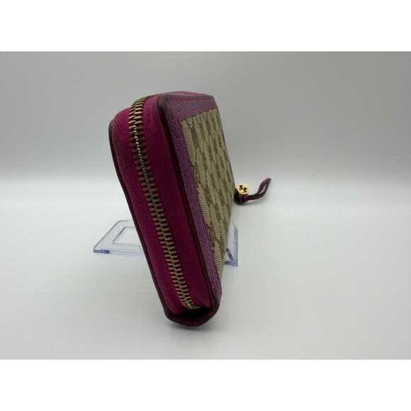 GUCCI GG Supreme Canvas Zip-Around Women's Wallet โ Pink Leather Trim | COA - Picture 4 of 15